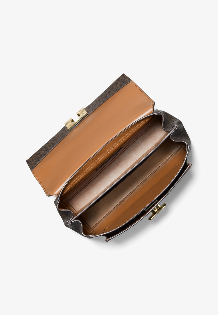Michael Kors Lita Medium Two-Tone Logo Crossbody Bag - Brown
