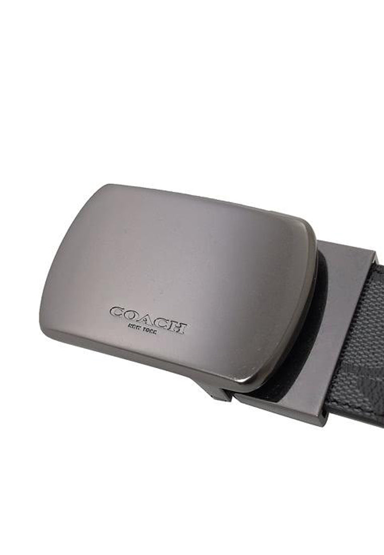 Coach Mens Plaque Buckle Cut-To-Size Reversible Belt - Black/Brown
