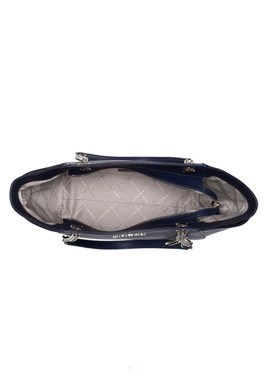 Michael Kors Jet Set Travel Large Chain Shoulder Leather Bag - Navy(Silver Logo)