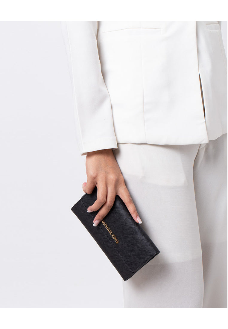 Michael Kors Jet Set Travel Large Trifold Wallet Black – Haute