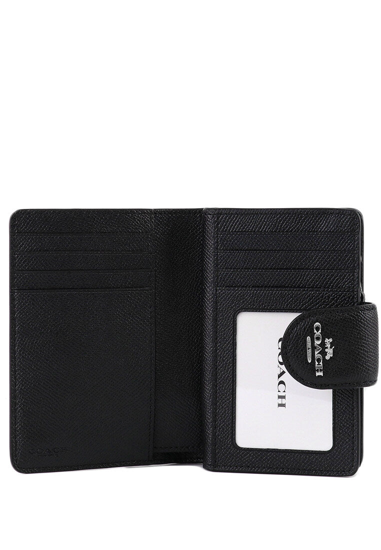Coach Medium Corner Zip Wallet - Black (Silver Hardware)