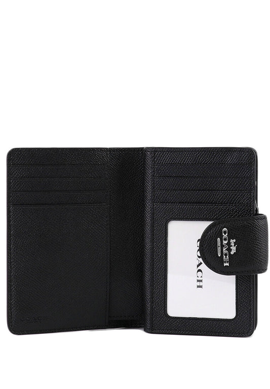 Coach Medium Corner Zip Wallet - Black (Silver Hardware)
