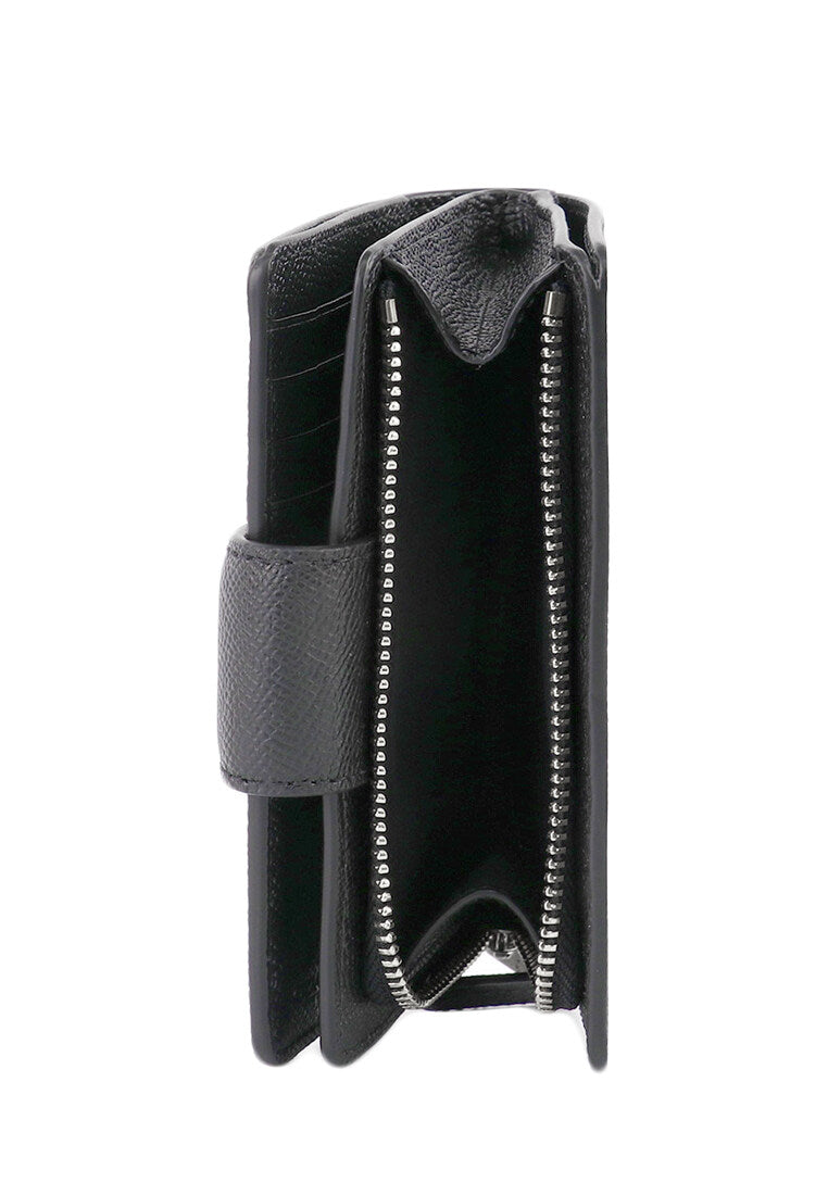 Coach Medium Corner Zip Wallet - Black (Silver Hardware)