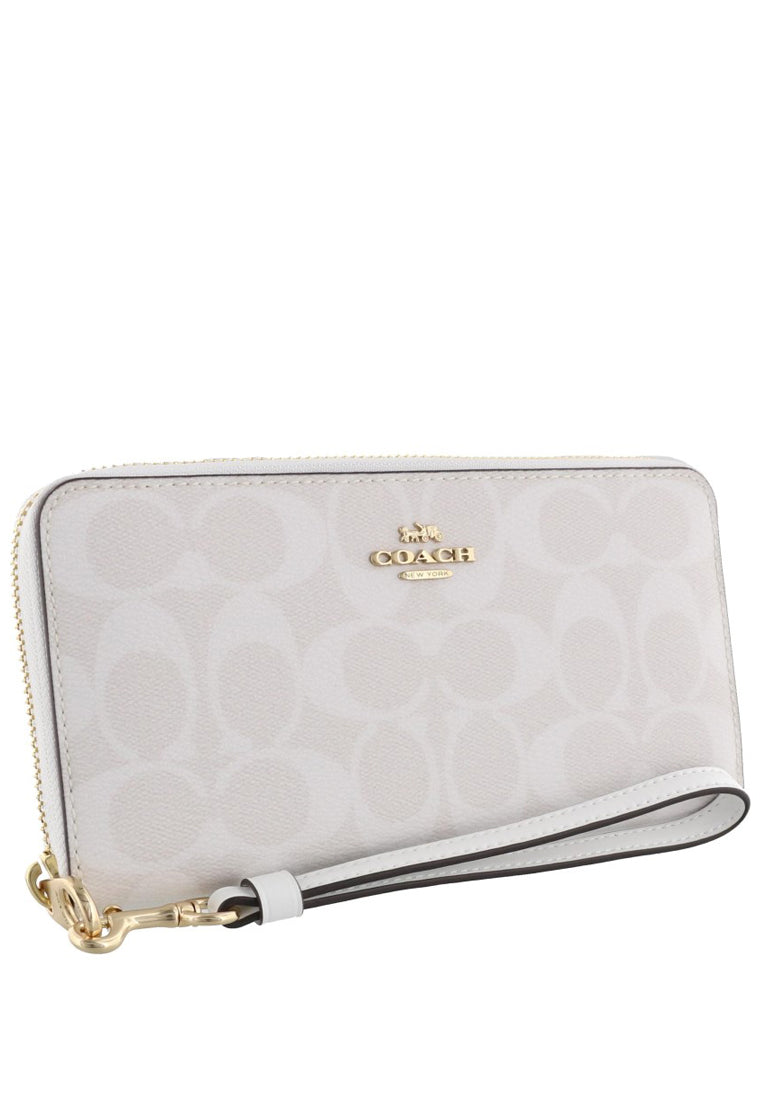Coach Long Zip Around Wallet In Signature Canvas - White
