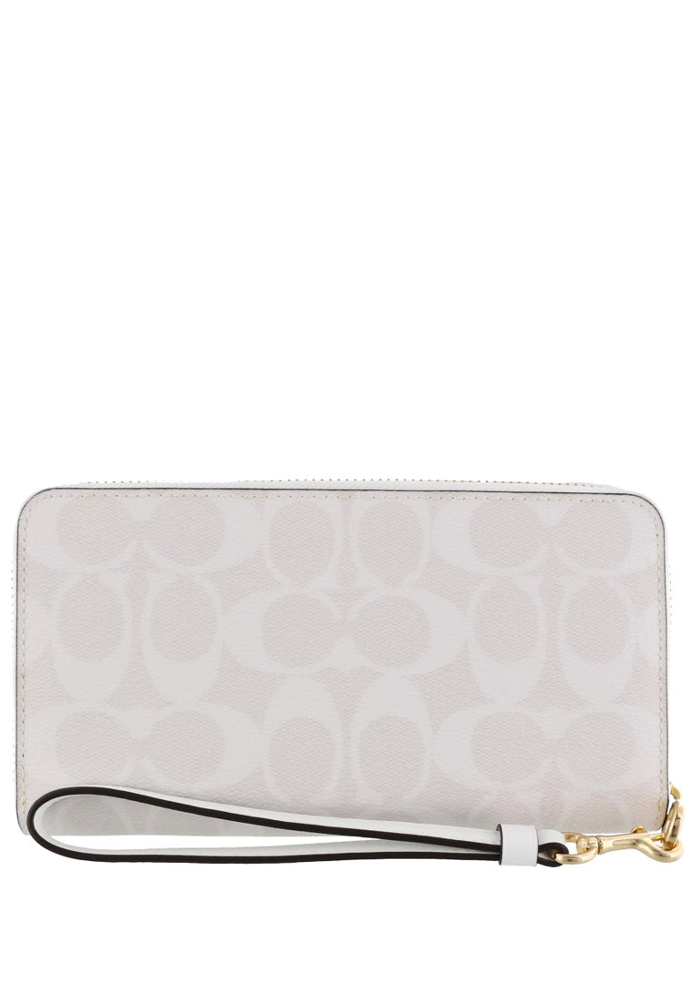Coach Long Zip Around Wallet In Signature Canvas - White