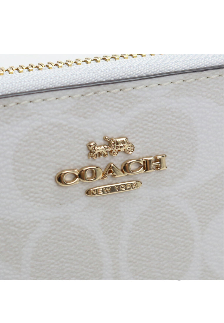 Coach Long Zip Around Wallet In Signature Canvas - White