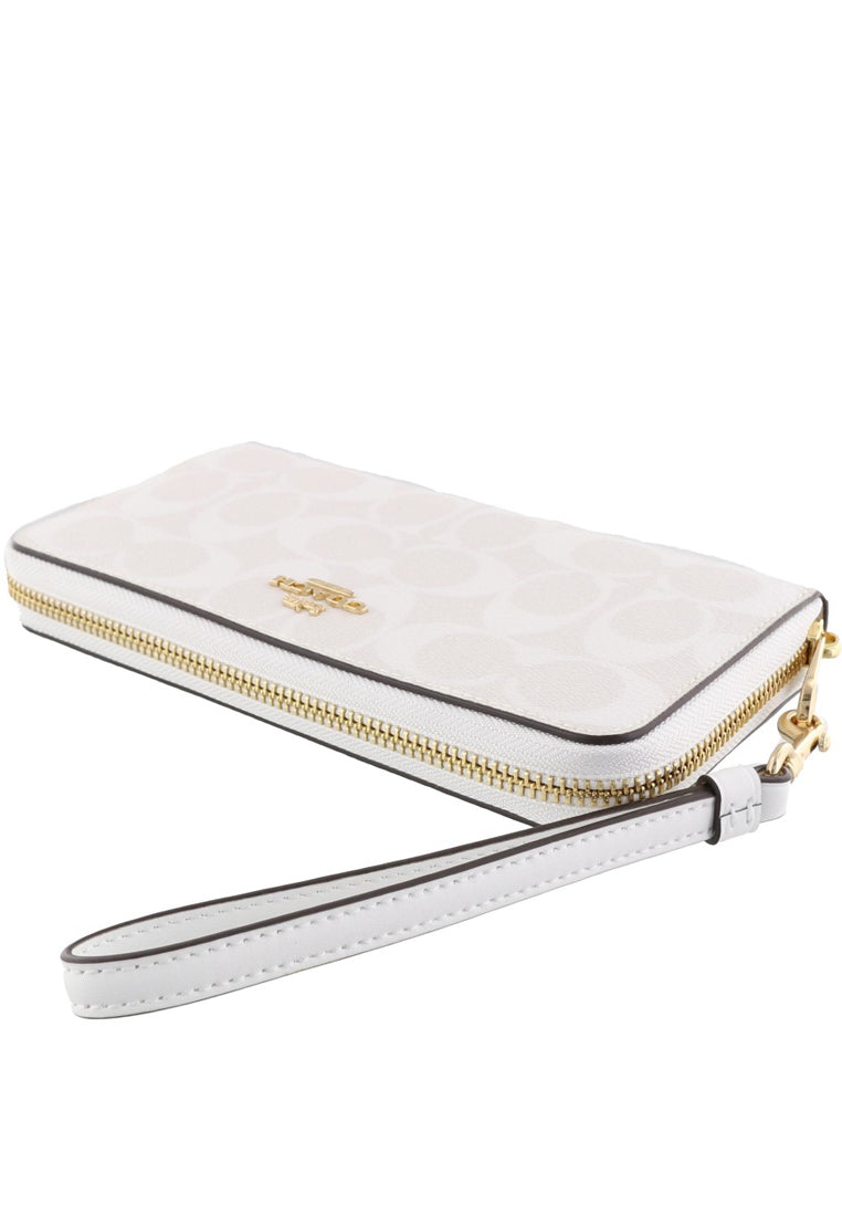 Coach Long Zip Around Wallet In Signature Canvas - White