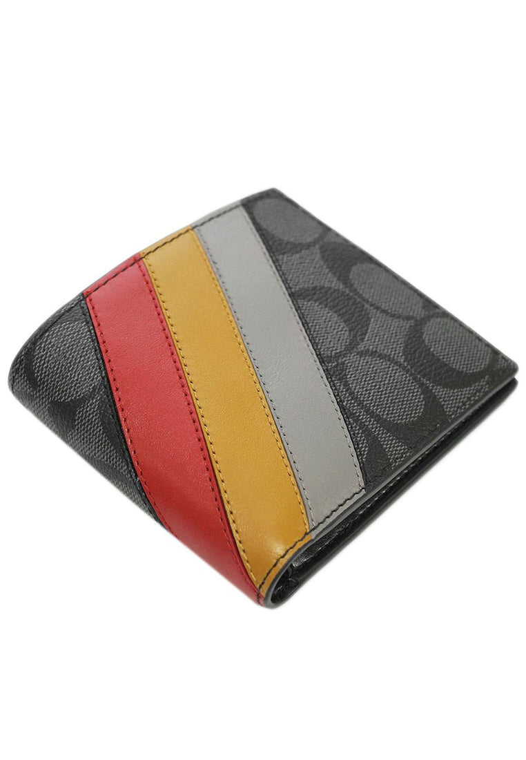 Coach Mens Boxed 3-In-1 Wallet Gift Set In Signature Canvas With Diagonal Stripe Print- Brown