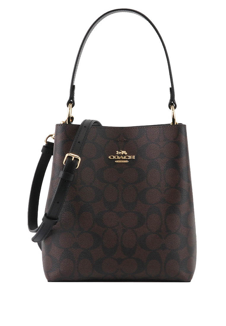 Coach Small Town Bucket Bag In Signature Canvas - Dark Brown