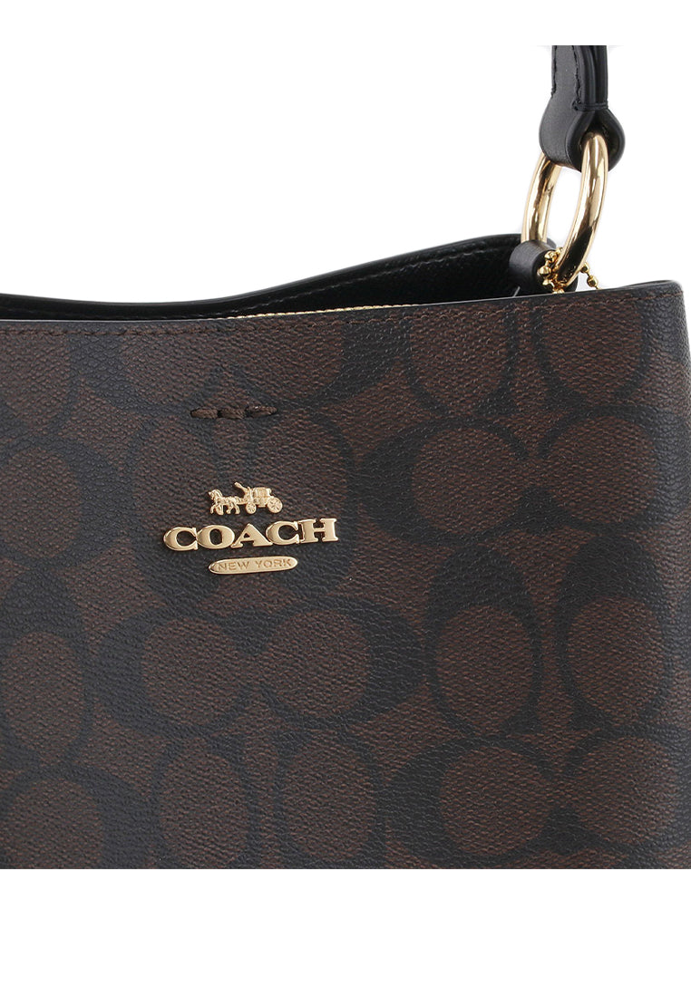 Coach Small Town Bucket Bag In Signature Canvas - Dark Brown