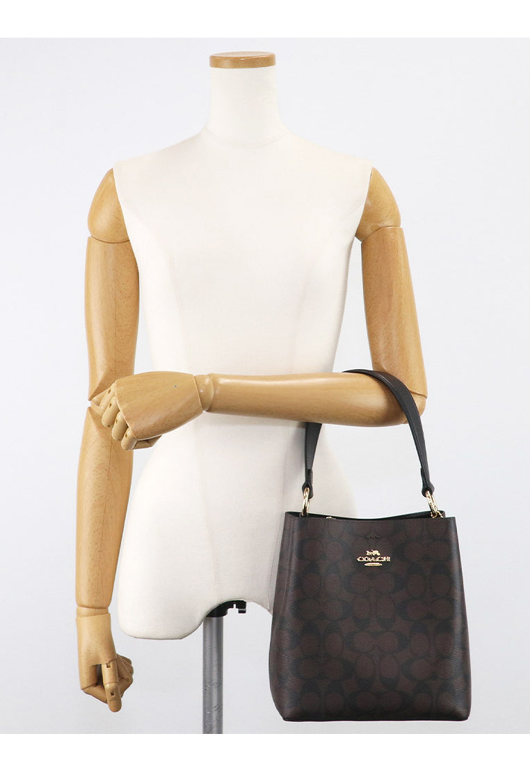 Coach Small Town Bucket Bag In Signature Canvas - Dark Brown