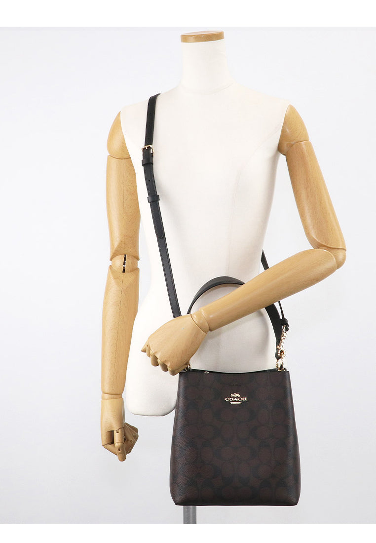 Coach Small Town Bucket Bag In Signature Canvas - Dark Brown