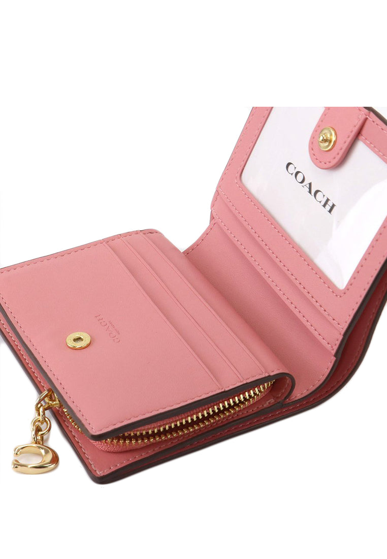 Coach Snap Wallet In Signature Canvas - Light Bronw/Bubblegum