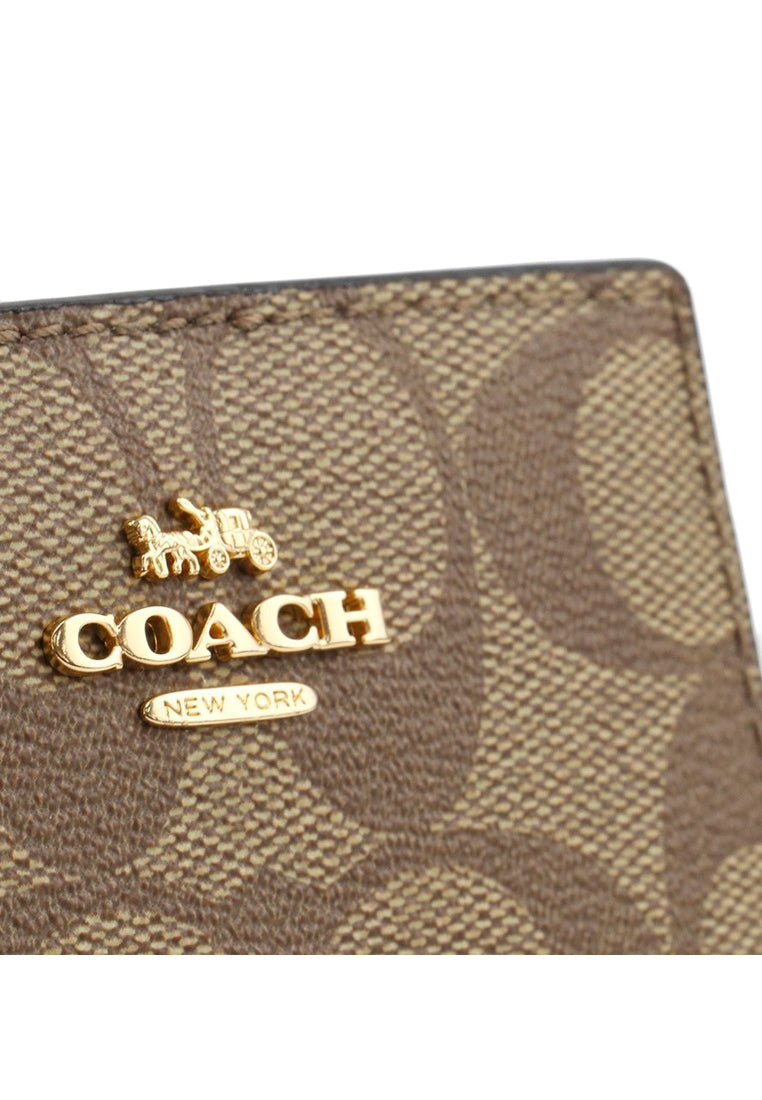 Coach Snap Wallet In Signature Canvas - Brown/Black