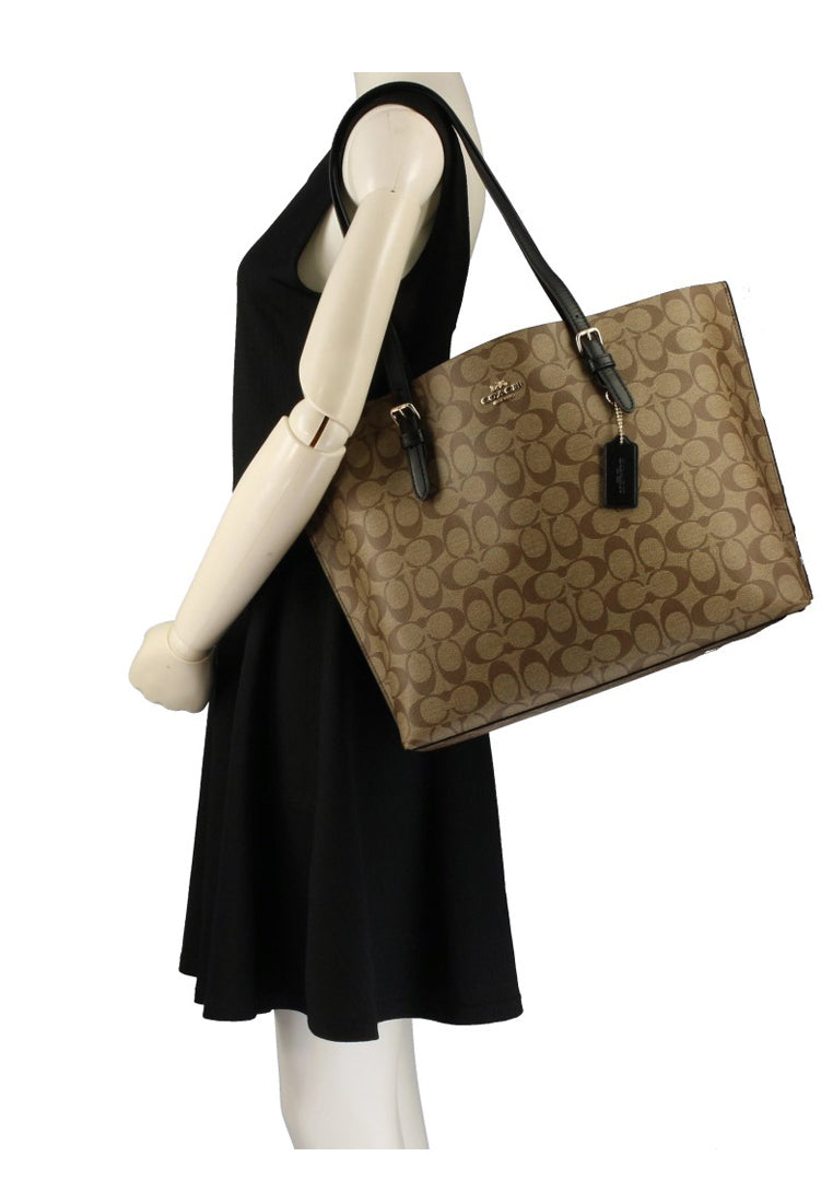 Coach Mollie Tote In Signature Canvas - Brown/Black