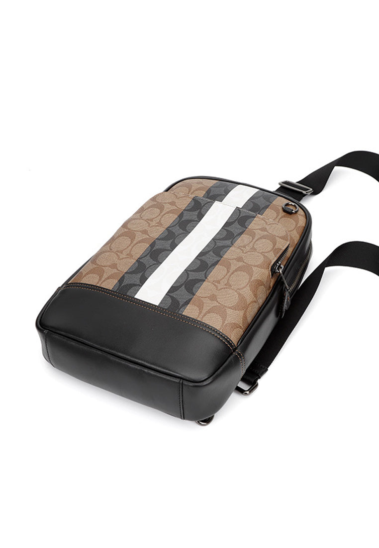 Coach Graham Pack In Signature Canvas With Varsity Stripe - Brown