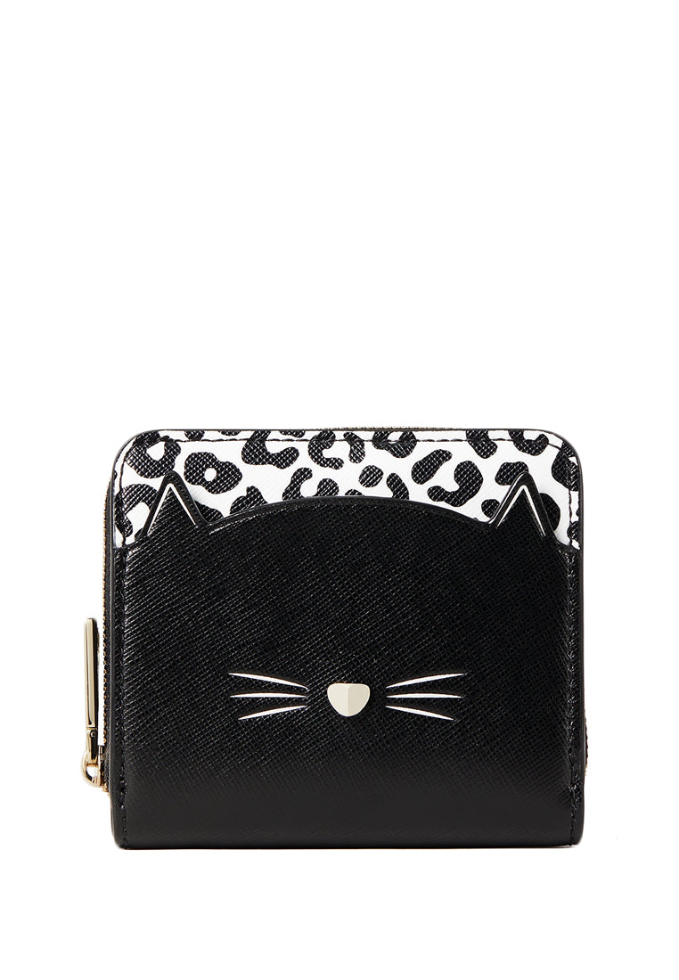 Kate Spade Meow Cat Small Zip Around Wallet - Black