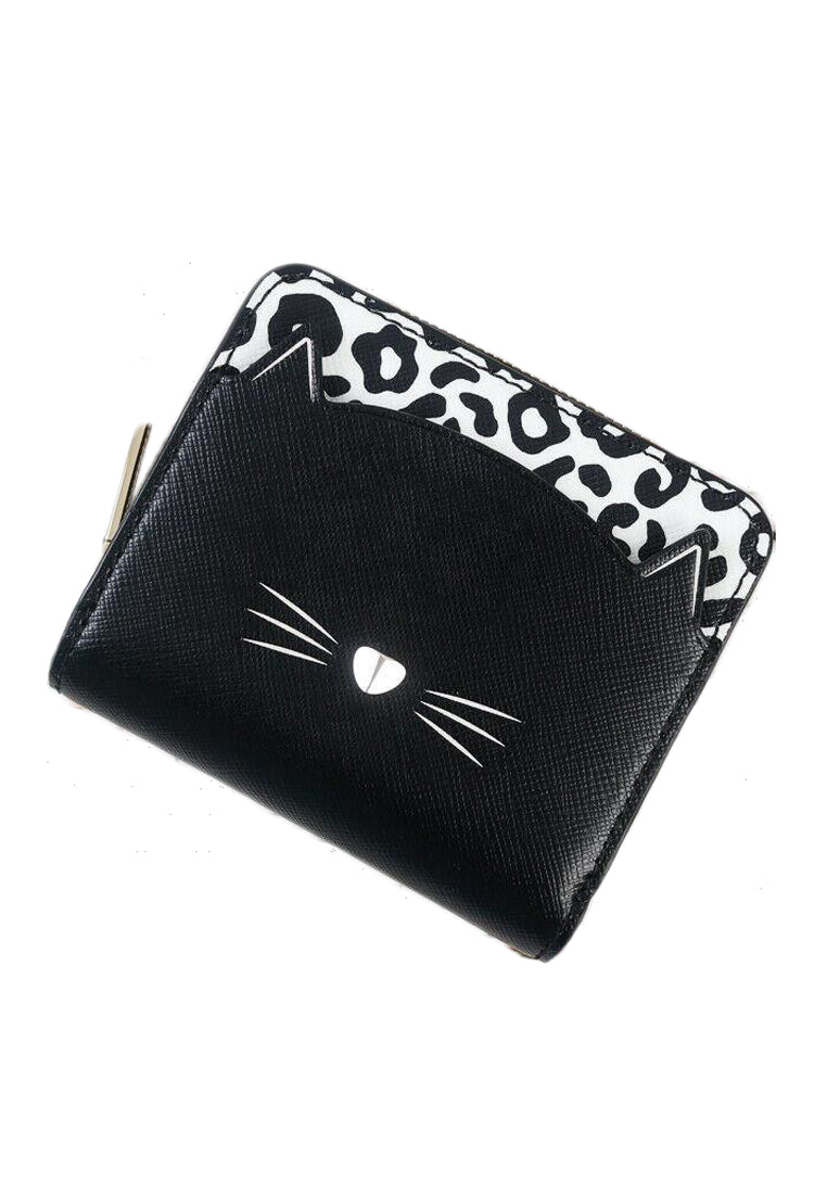 Kate Spade Meow Cat Small Zip Around Wallet - Black