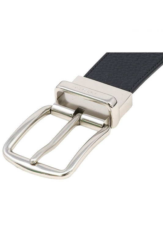Coach Wide Harness Cut-To-Size Reversible Pebble Leather Belt 38mm - Black/Dark Brown