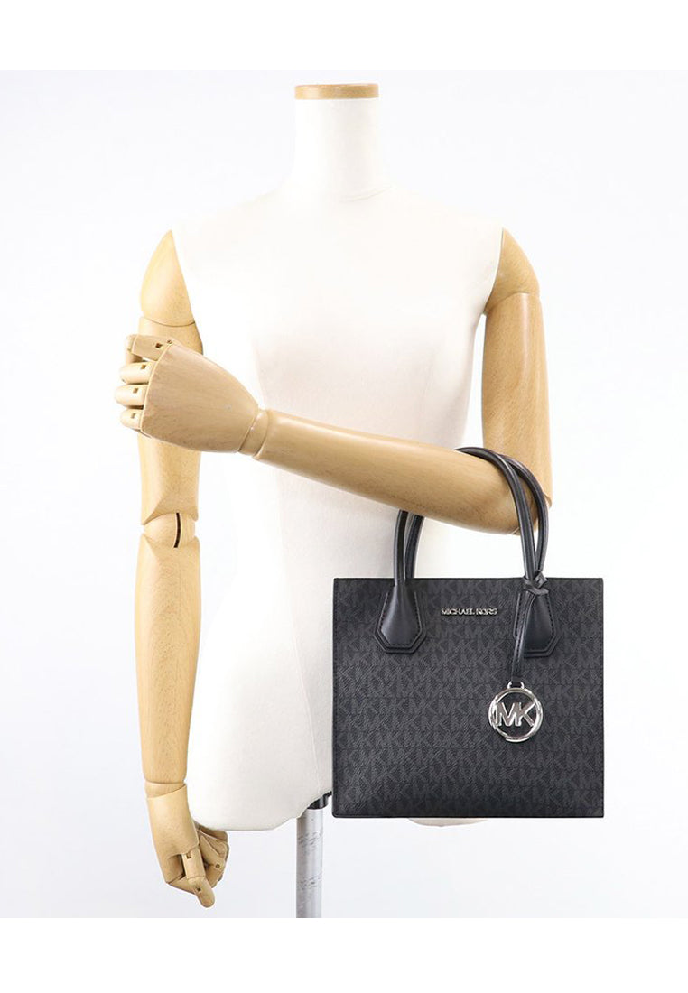 Michael Kors Mercer Medium Messenger Signature Crossbody Bag - Black