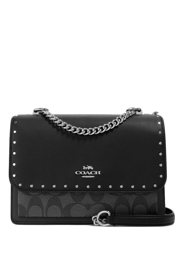Coach Klare Crossbody In Signature Canvas With Rivets - Black