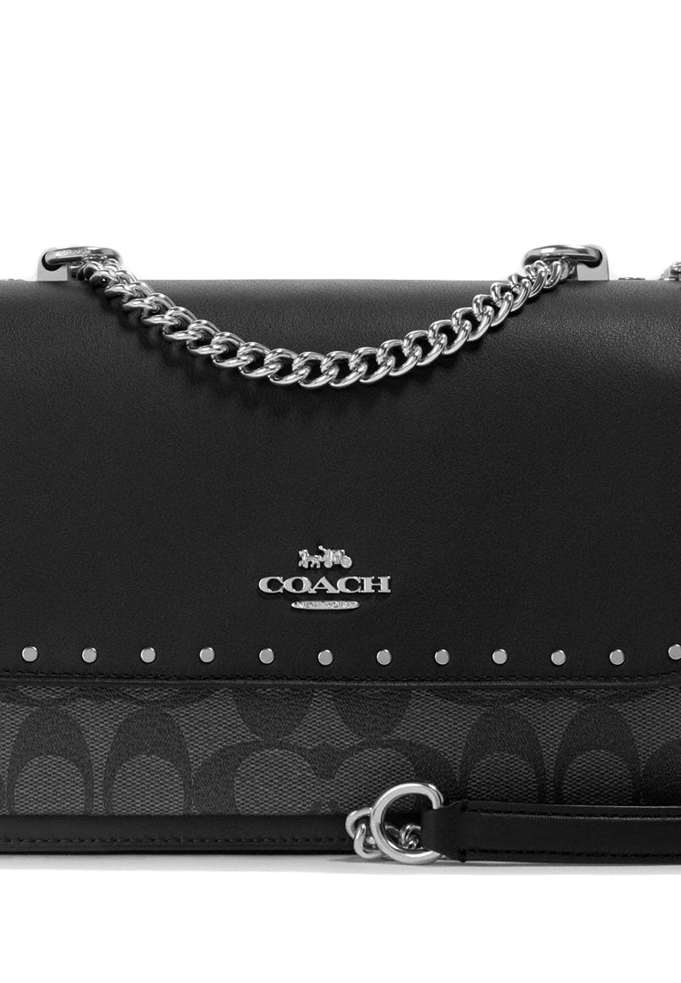 Coach Klare Crossbody In Signature Canvas With Rivets - Black