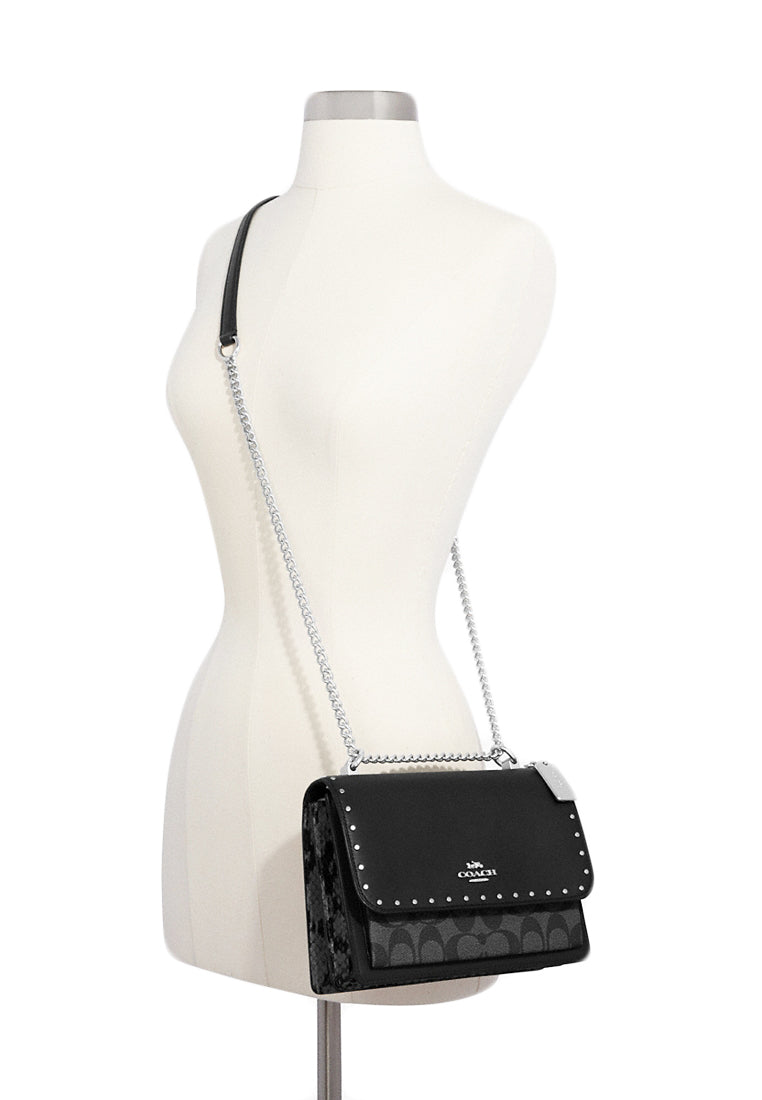 Coach Klare Crossbody In Signature Canvas With Rivets - Black