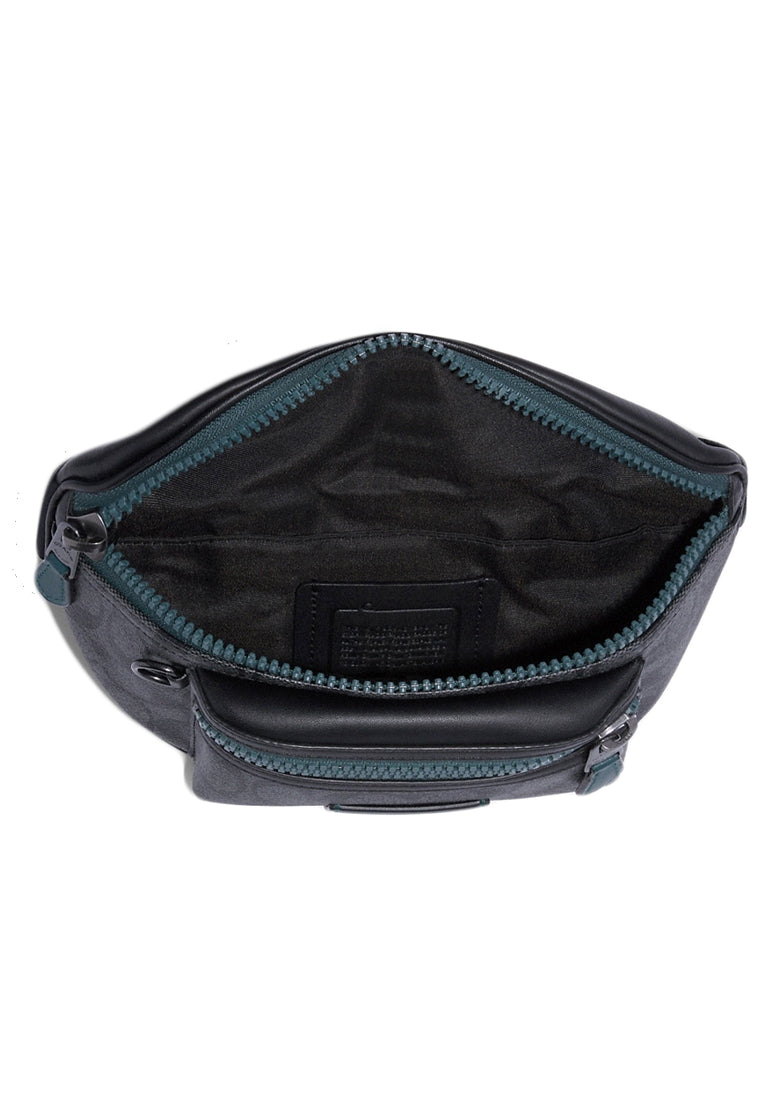 Coach Mens Westway Belt Bag In Colorblock Signature Canvas - Black/Forest Green