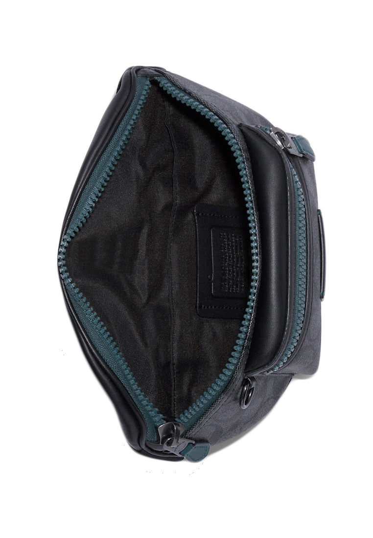 Coach Mens Westway Belt Bag In Colorblock Signature Canvas - Black/Forest Green