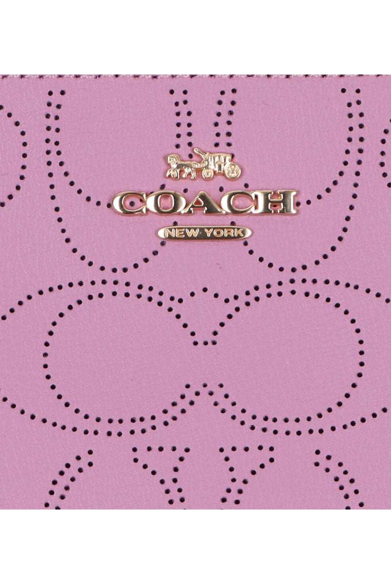 Coach Perforated Signature Leather Small Corner Zip Wristlet - Violet Orchid