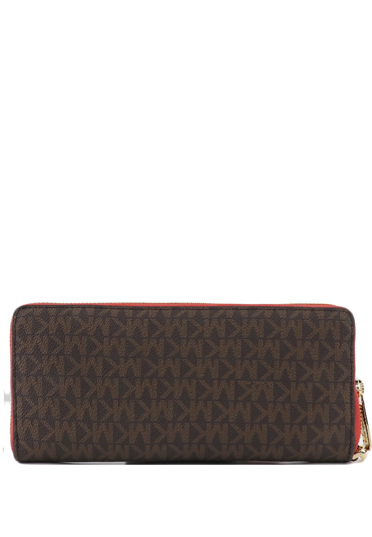 Michael Kors Jet Set Travel Signature Zip Around Continental Wallet - Brown/Red