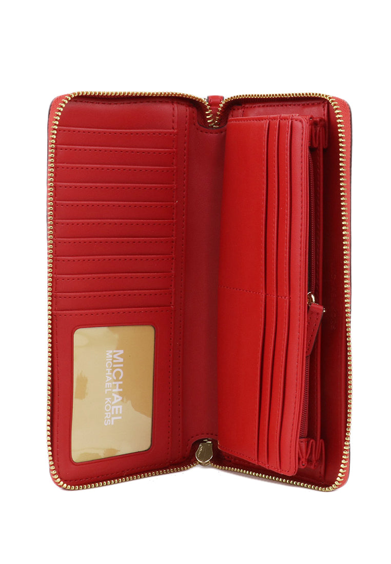 Michael Kors Jet Set Travel Signature Zip Around Continental Wallet - Brown/Red