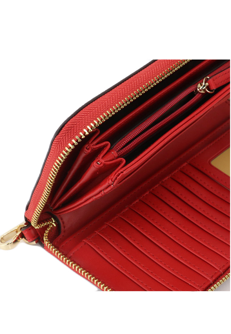 Michael Kors Jet Set Travel Signature Zip Around Continental Wallet - Brown/Red