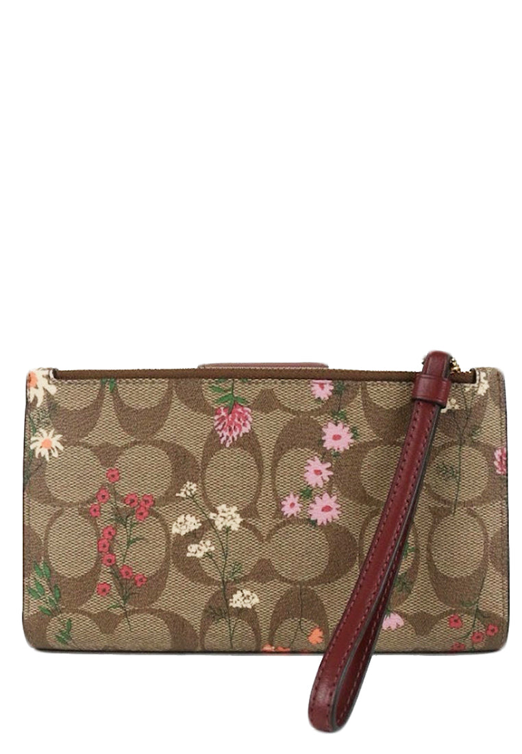 Coach Tech Wallet In Signature Canvas With Wildflower Print - Brown