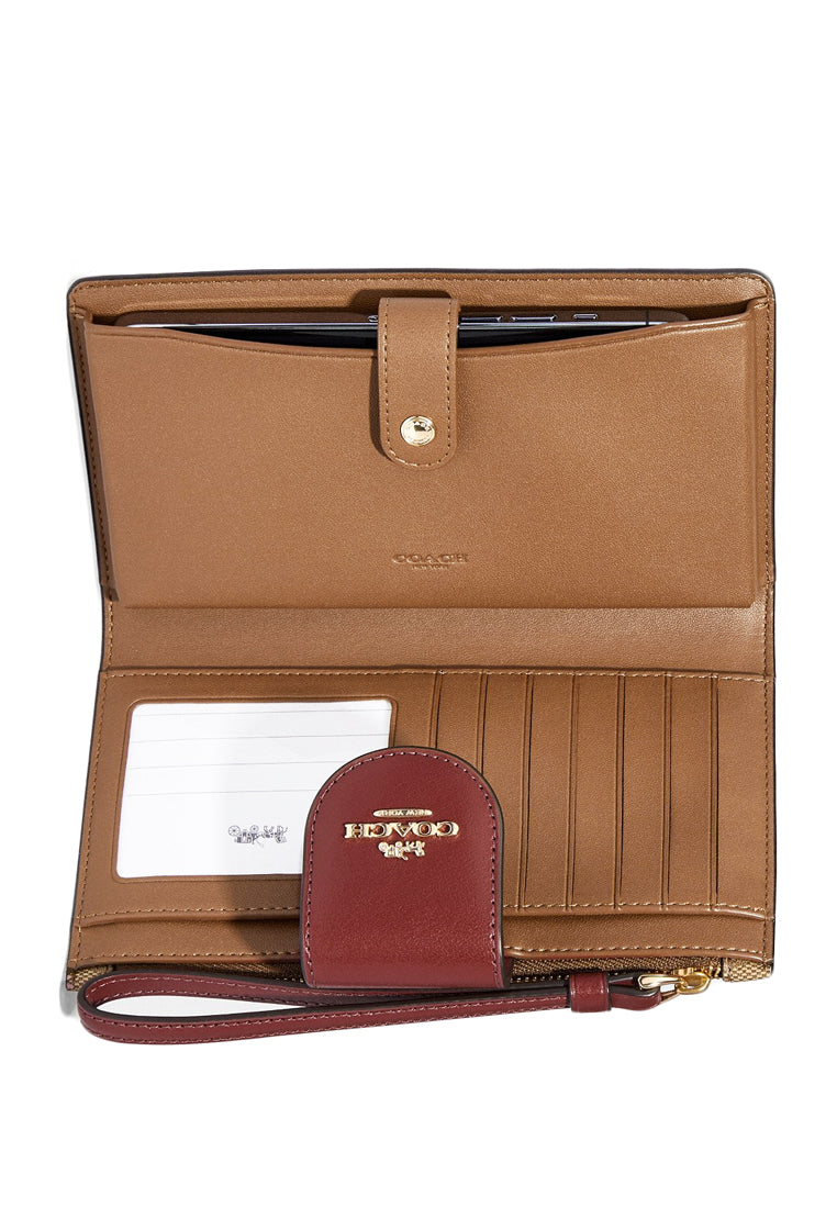Coach Tech Wallet In Signature Canvas With Wildflower Print - Brown