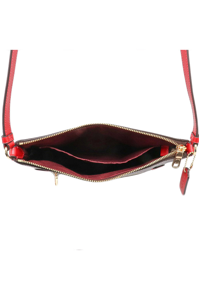 Coach Rowan File Bag In Signature Canvas - Dark Brown/Red