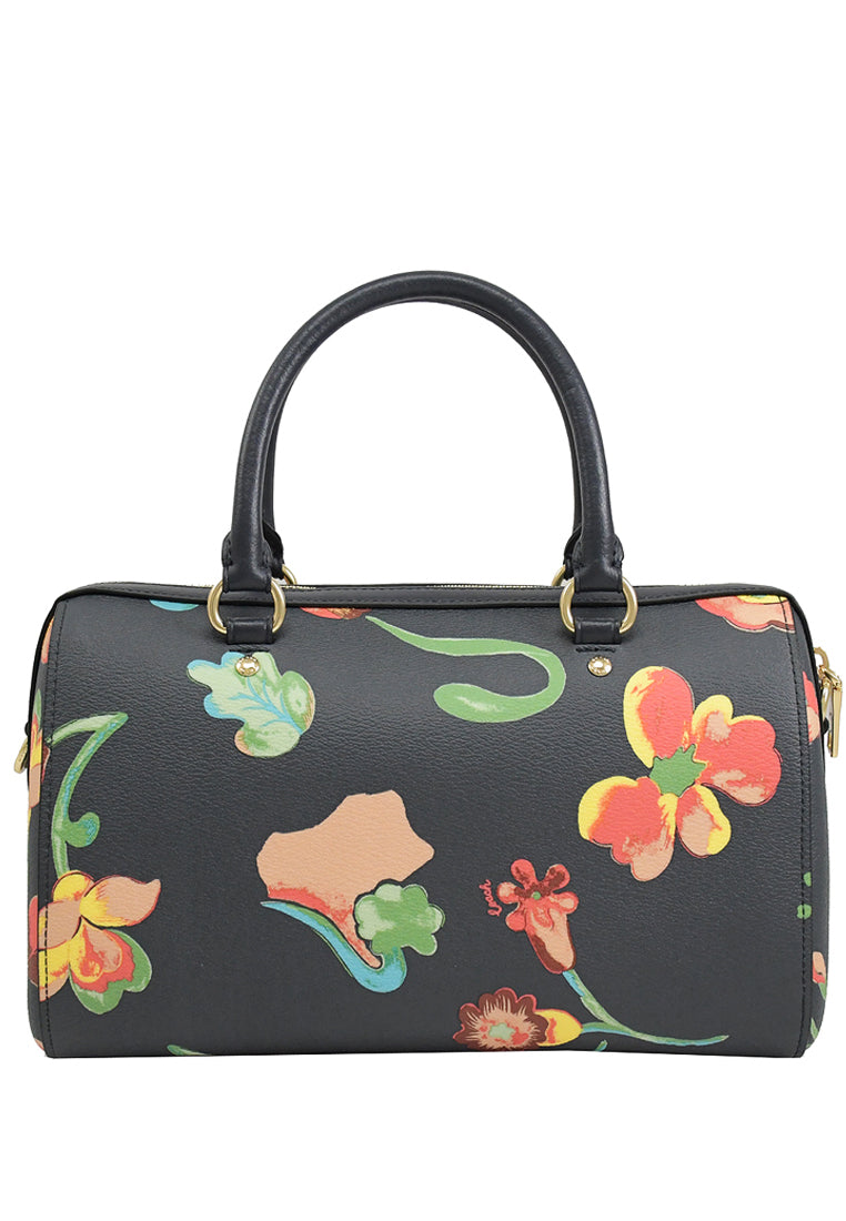 Coach Rowan Satchel With Dreamy Land Floral Print - Black