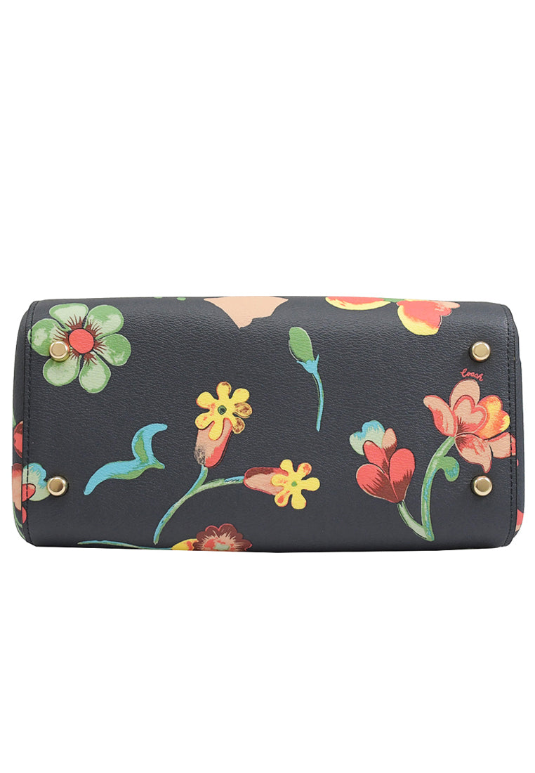 Coach Rowan Satchel With Dreamy Land Floral Print - Black