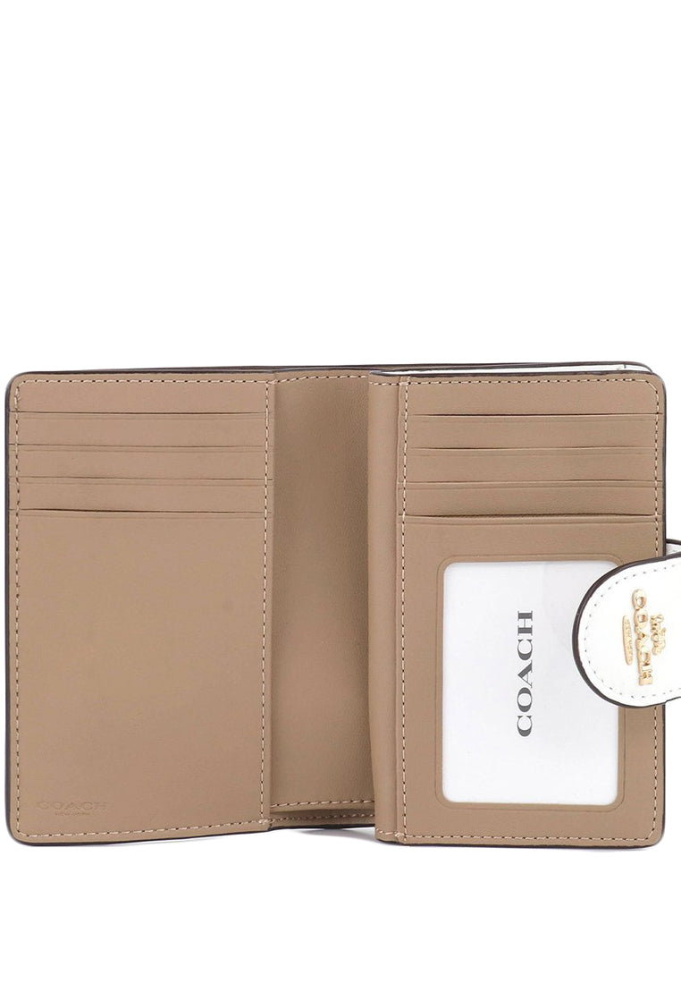 Coach Medium Corner Zip Wallet In Signature Canvas With Wildflower Print - White