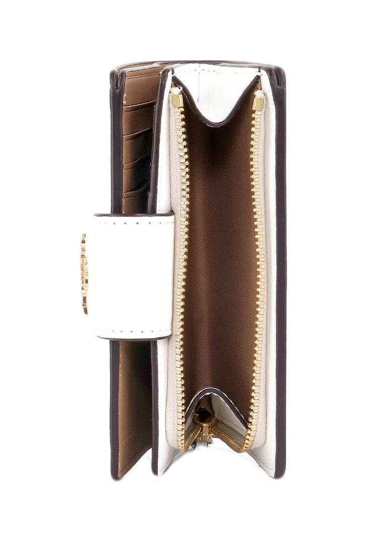 Coach Medium Corner Zip Wallet In Signature Canvas With Wildflower Print - White