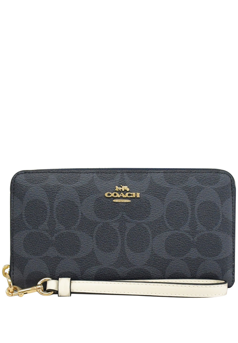 Coach Long Zip Around Wallet In Signature Canvas - Denim
