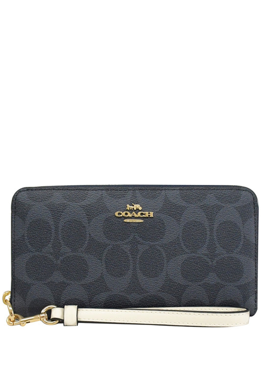 Coach Long Zip Around Wallet In Signature Canvas - Denim