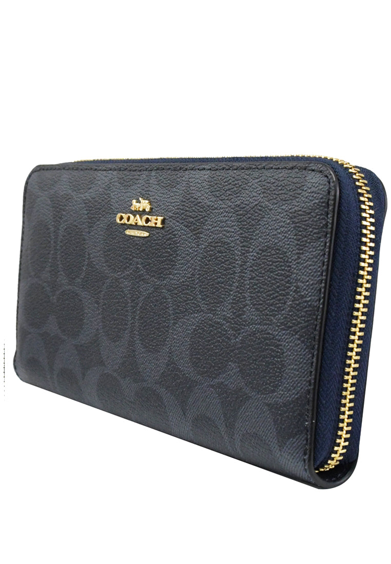 Coach Long Zip Around Wallet In Signature Canvas - Denim