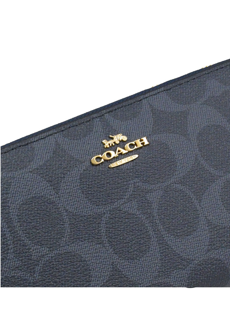 Coach Long Zip Around Wallet In Signature Canvas - Denim