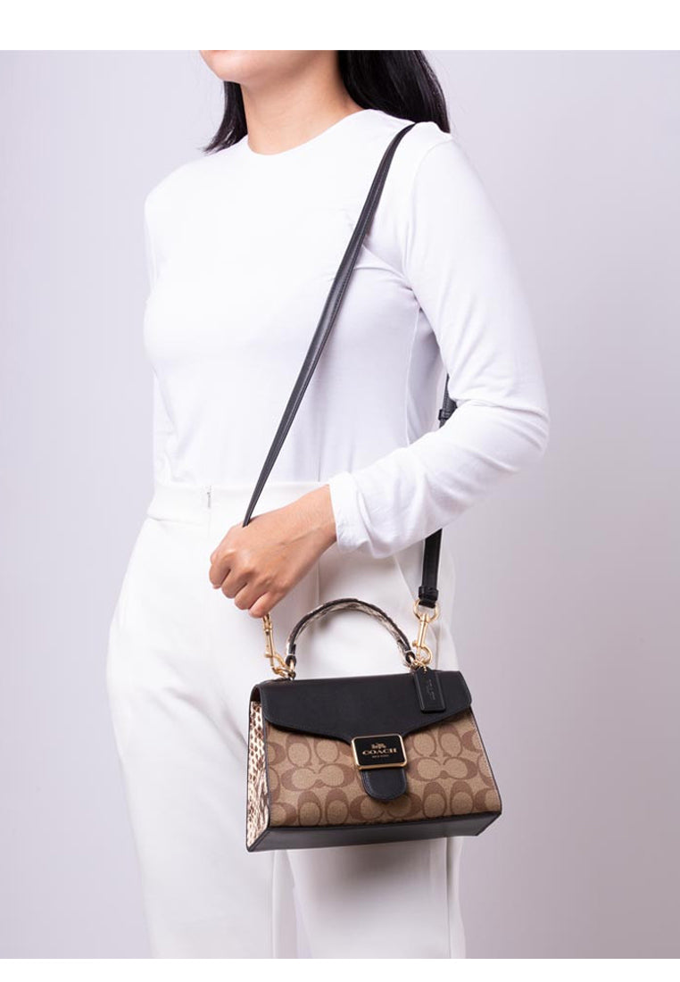 Coach Pepper Satchel In Signature Canvas - Black/Multi