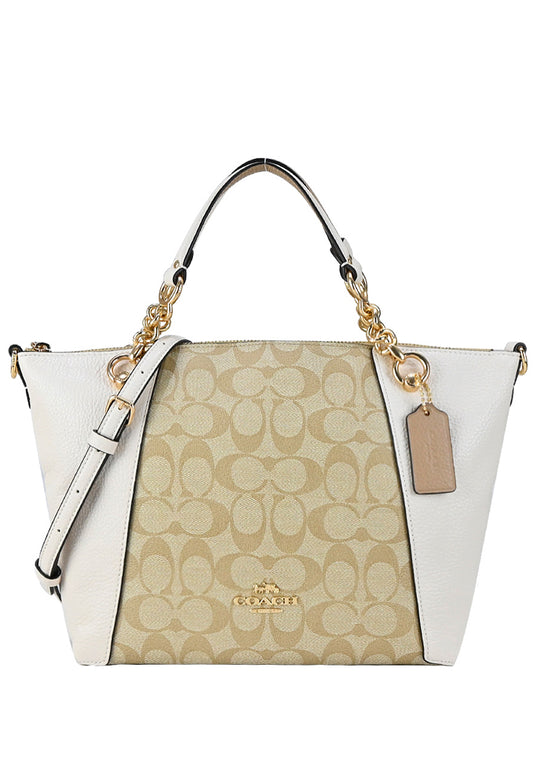 Coach Kacey Chain Satchel In Signature Canvas - Light Brown/White