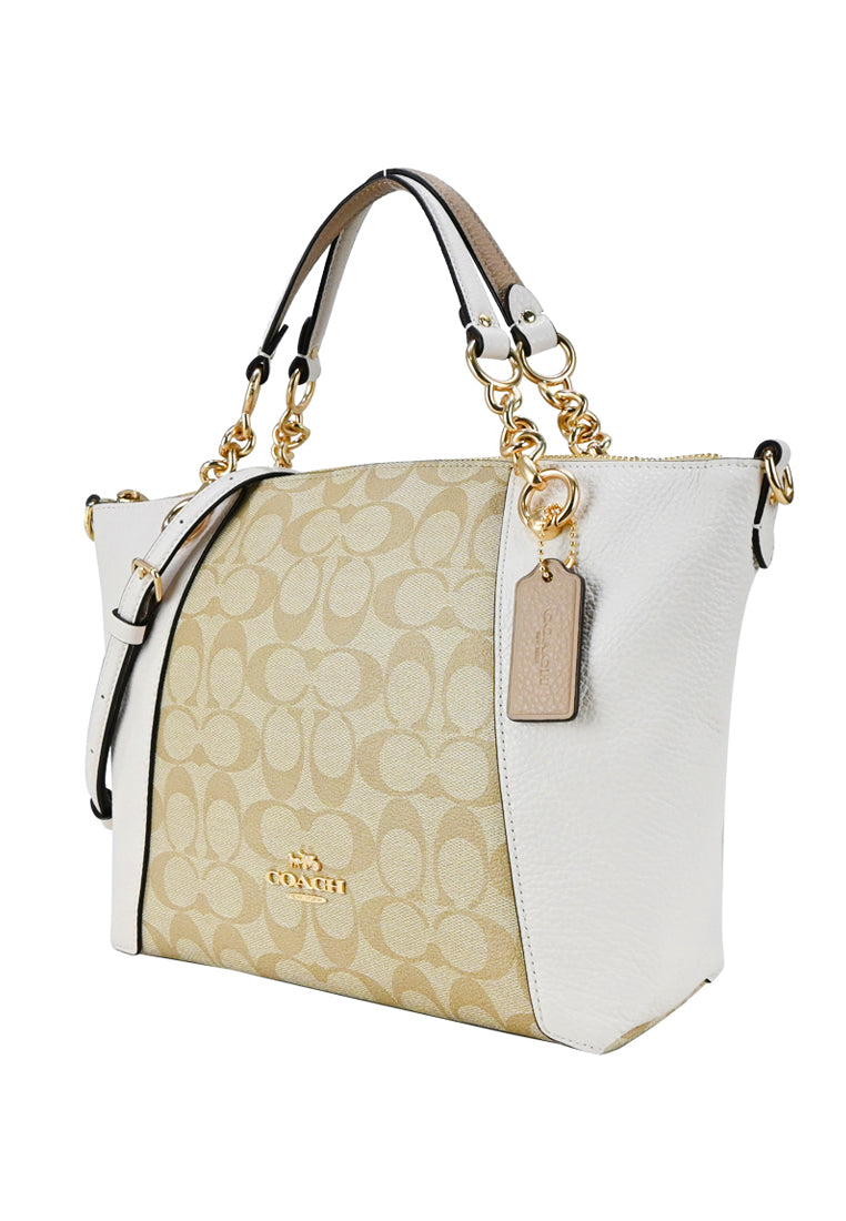 Coach Kacey Chain Satchel In Signature Canvas - Light Brown/White