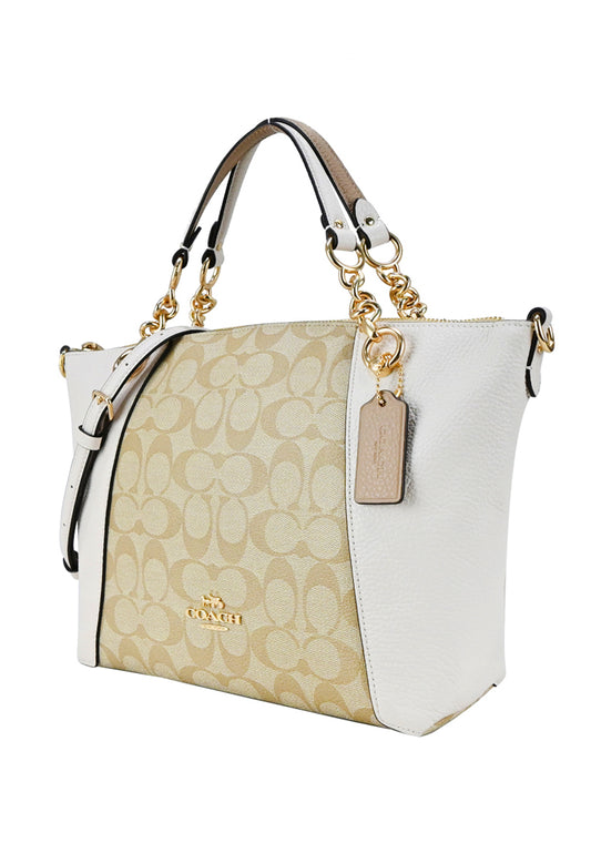 Coach Kacey Chain Satchel In Signature Canvas - Light Brown/White