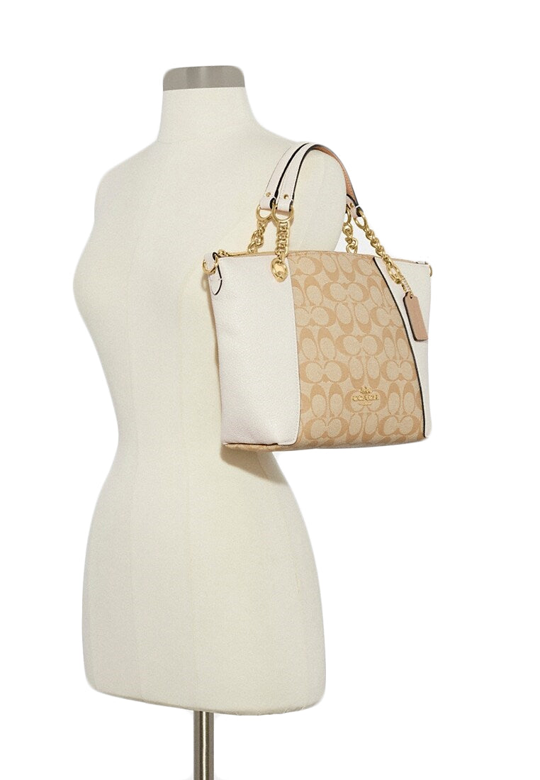 Coach Kacey Chain Satchel In Signature Canvas - Light Brown/White