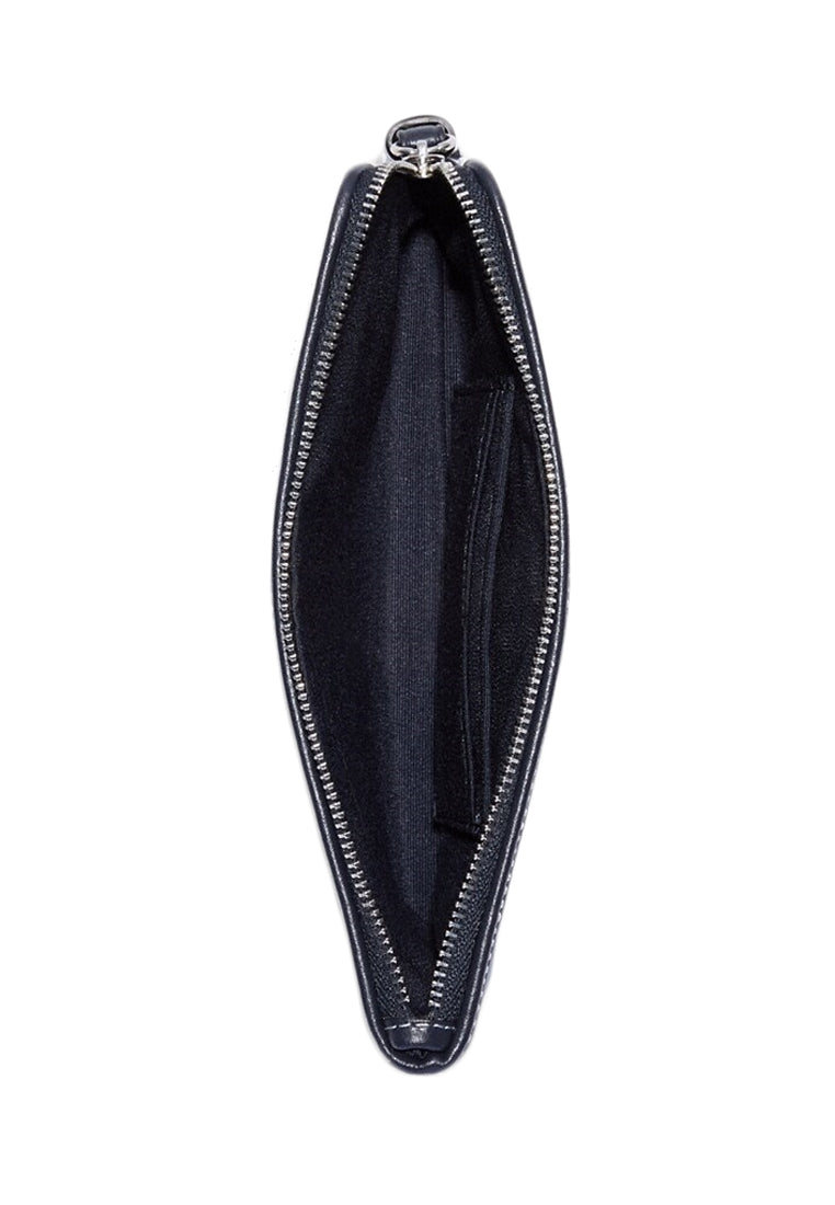 Coach Large Corner Zip Wristlet In Signature Jacquard With Stripes - Navy
